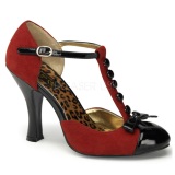 Red Suede 10 cm SMITTEN-10 Rockabilly Pumps with low heels