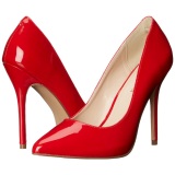 Red Varnished 13 cm AMUSE-20 pointed toe stiletto pumps