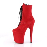 Red faux suede 20 cm FLAMINGO-1020FS Pole dancing ankle boots