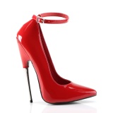 Red patent women 16 cm pointed toe metal heeled stiletto pumps