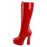 Red platform boots lace up patent 13 cm - 70s years hippie disco gogo kneeboots