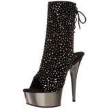 Rhinestone 16 cm Pleaser DELIGHT-1018RS Chrome Platform Ankle Calf Boots