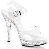 Rhinestone Silver 13 cm Fabulicious LIP-108SDT High Heels Platform