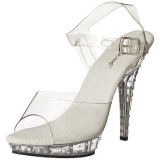 Rhinestone Silver 13 cm Fabulicious LIP-108SDT High Heels Platform