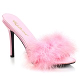 Rose 10 cm CLASSIQUE-01F womens mules with marabou feathers