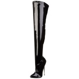 Shiny 16 cm DAGGER-3000 Overknees Boots Flat Heels