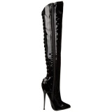 Shiny 16 cm DAGGER-3060 Overknees Boots Flat Heels