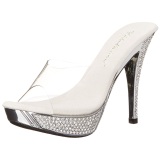 Silver 11,5 cm ELEGANT-401 Rhinestones platform mules womens