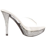 Silver 11,5 cm ELEGANT-401 Rhinestones platform mules womens