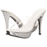 Silver 11,5 cm ELEGANT-401 Rhinestones platform mules womens