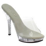 Silver 13 cm Fabulicious LIP-101LS Strass Platform High Mules