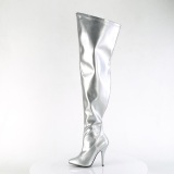 Silver 13 cm SEDUCE-3000WC thigh high stretch overknee boots with wide calf