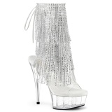 Silver 15 cm DELIGHT-1017RSF fringe ankle boots high heels