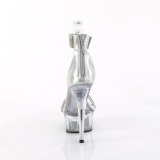 Silver 15 cm DELIGHT-641 pleaser high heels with ankle straps