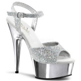 Silver 15 cm Pleaser DELIGHT-609G Chrome Platform High Heel