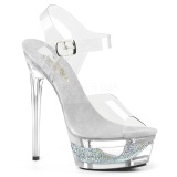 Silver 16,5 cm ECLIPSE-608DM High Heeled Stiletto Sandals