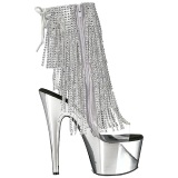 Silver 18 cm ADORE-1017RSF womens fringe ankle boots high heels