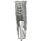 Silver 18 cm ADORE-1017RSF womens fringe ankle boots high heels