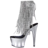 Silver 18 cm ADORE-1017RSFT womens fringe ankle boots high heels