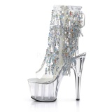 Silver 18 cm ADORE-1017SQF sequins fringe ankle boots