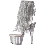 Silver 18 cm ADORE-1017SRS womens fringe ankle boots high heels