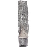 Silver 18 cm ADORE-1017SRS womens fringe ankle boots high heels