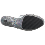 Silver 18 cm ADORE-701LG glitter platform mules womens