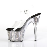 Silver 18 cm ADORE-708CG glitter platform high heels shoes