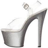 Silver 18 cm Pleaser SKY-308MG glitter high heels shoes