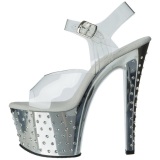 Silver 18 cm Pleaser STARDUST-708 High Heels Chrome Platform