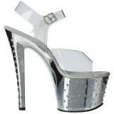 Silver 18 cm Pleaser STARDUST-708 High Heels Chrome Platform