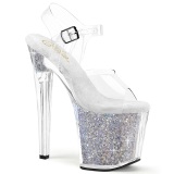 Silver 19 cm ENCHANT-708RSI glitter platform high heels shoes