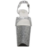 Silver 20 cm FLAMINGO-810LG glitter platform high heels shoes