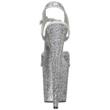 Silver 20 cm FLAMINGO-810LG glitter platform high heels shoes