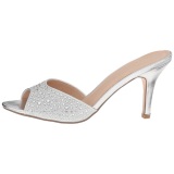 Silver 8,5 cm LUCY-01 glitter mules shoes womens