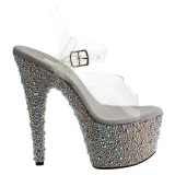 Silver Crystal Stone 18 cm BEJEWELED-708MS Platform High Heels Shoes