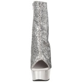 Silver Glitter 15 cm Pleaser DELIGHT-1018G Platform Ankle Calf Boots