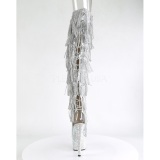 Silver Leatherette 18 cm BEJRSF-7 womens fringe boots high heels