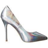 Silver Matte 13 cm AMUSE-20 pointed toe stiletto pumps