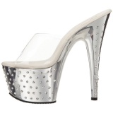 Silver Rhinestone Platform 18 cm STARDUST-701 Women Mules Shoes