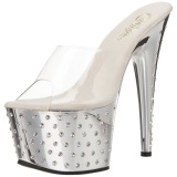 Silver Rhinestone Platform 18 cm STARDUST-701 Women Mules Shoes