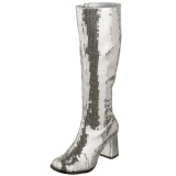 Silver Sequins 8 cm SPECTACUL-300SQ Women Knee Boots