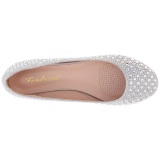 Silver TREAT-06 rhinestone flat ballerinas womens shoes