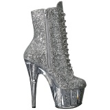 Silver glitter 18 cm ADORE-1020G womens platform soled ankle boots