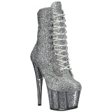 Silver glitter 18 cm ADORE-1020G womens platform soled ankle boots