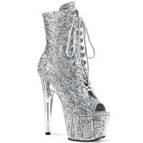 Silver glitter 18 cm ADORE-1021G womens platform soled ankle boots