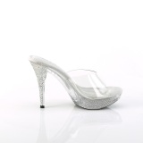 Transparent 11,5 cm ELEGANT-401 Rhinestones platform mules womens