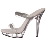 Transparent 13 cm LIP-102-2 Platform High Heel Mules Rhinestone