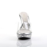 Transparent 14 cm COCKTAIL-501SDT Mules Strass Heels