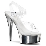 Transparent 15 cm Pleaser DELIGHT-608 High Heels Chrome Platform